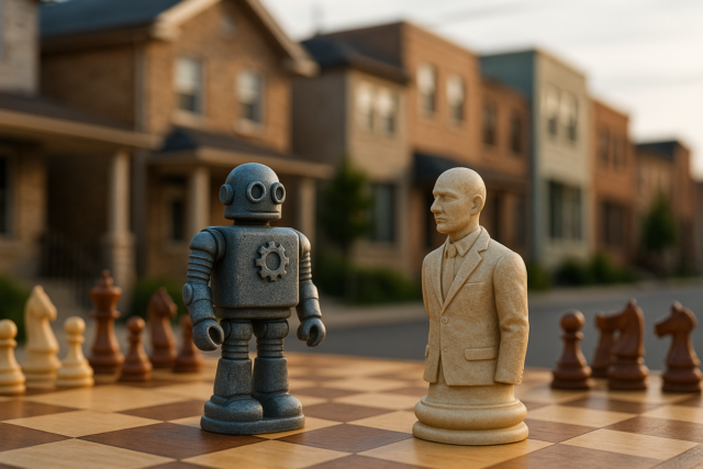 Chess board of a human vs. AI
