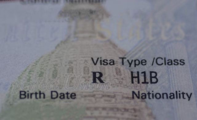 A picture of an H1B visa paper form